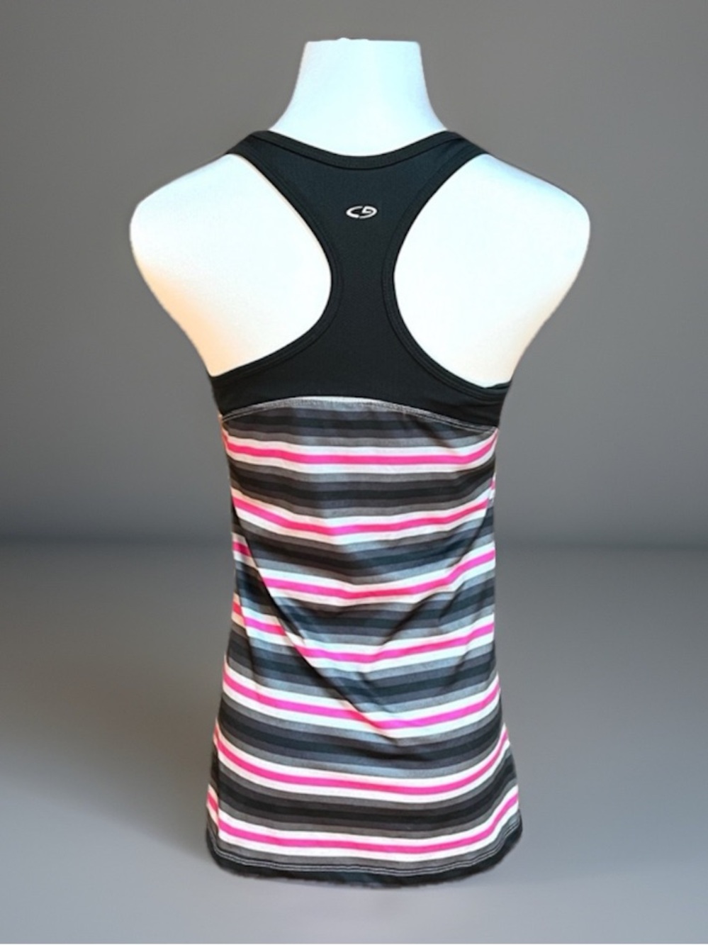 Champion Black gray pink striped duo dry M racer back tank top
